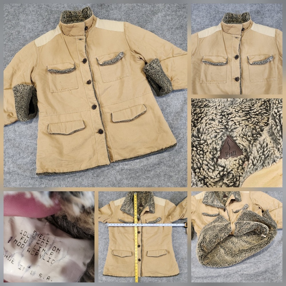 VTG Fjallraven Womens L Large? Canvas Faux Fur Lined Barn Chore Jacket Coat READ